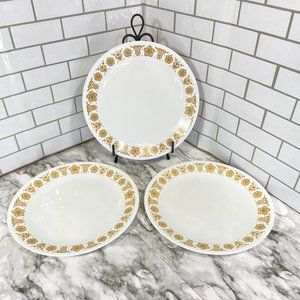 Vintage Corelle Livingware 1970's Butterfly Gold Set of 3 Dinner Plates 10.25"